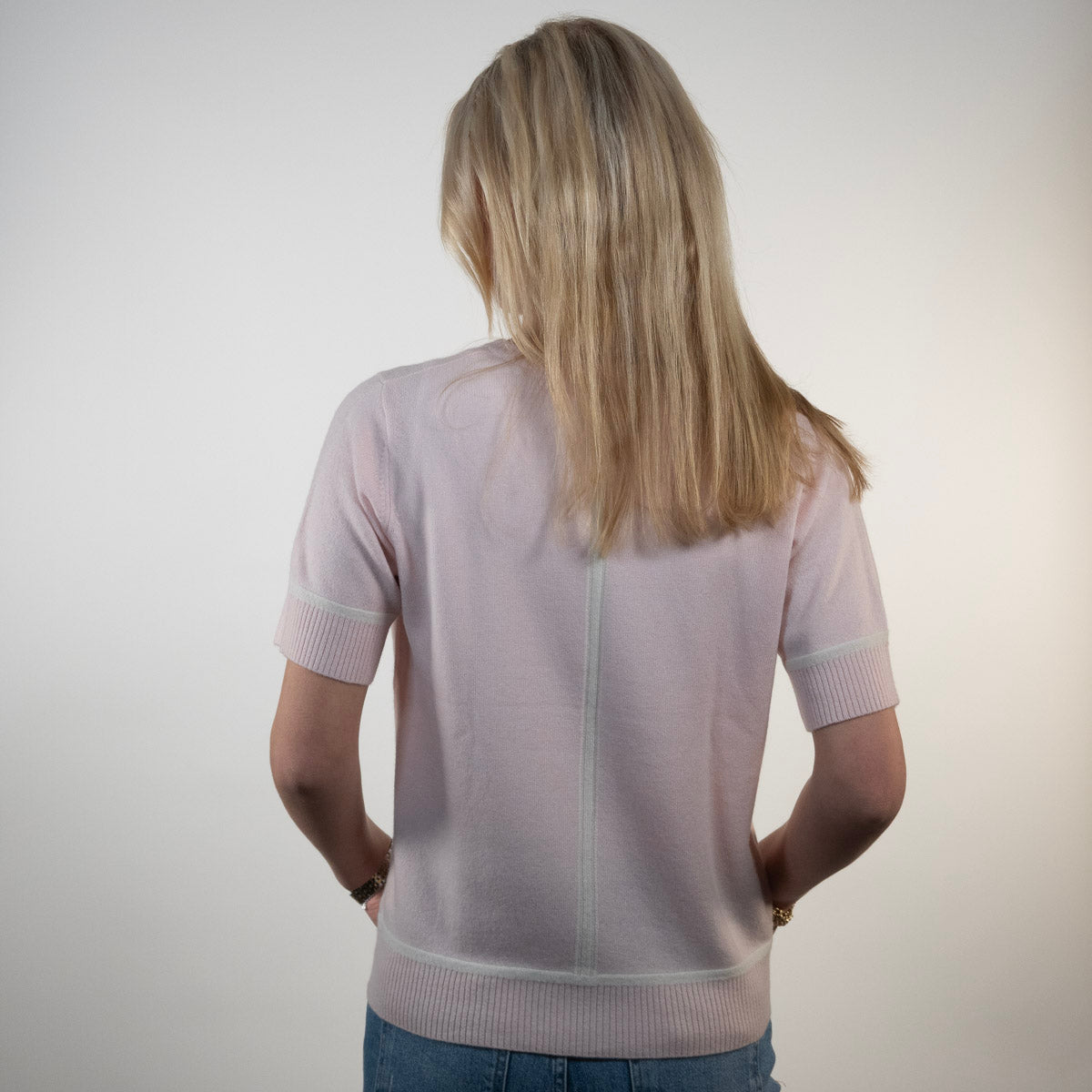 Colette short sleeve - Light pink/offwhite