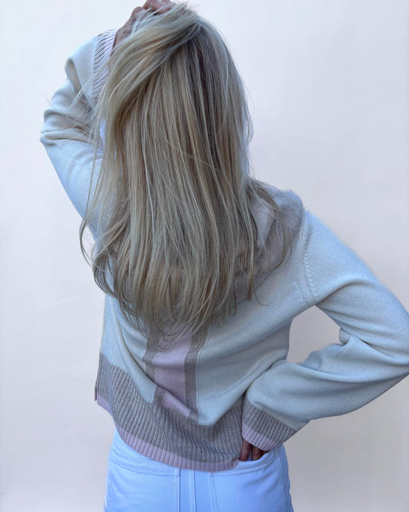 Vilma hettegenser Offwhite/sand/lyserosa