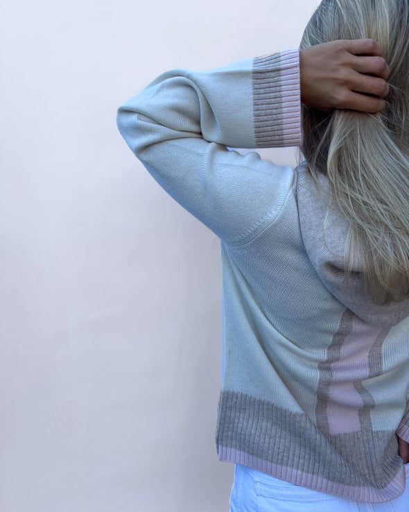 Vilma hettegenser Offwhite/sand/lyserosa