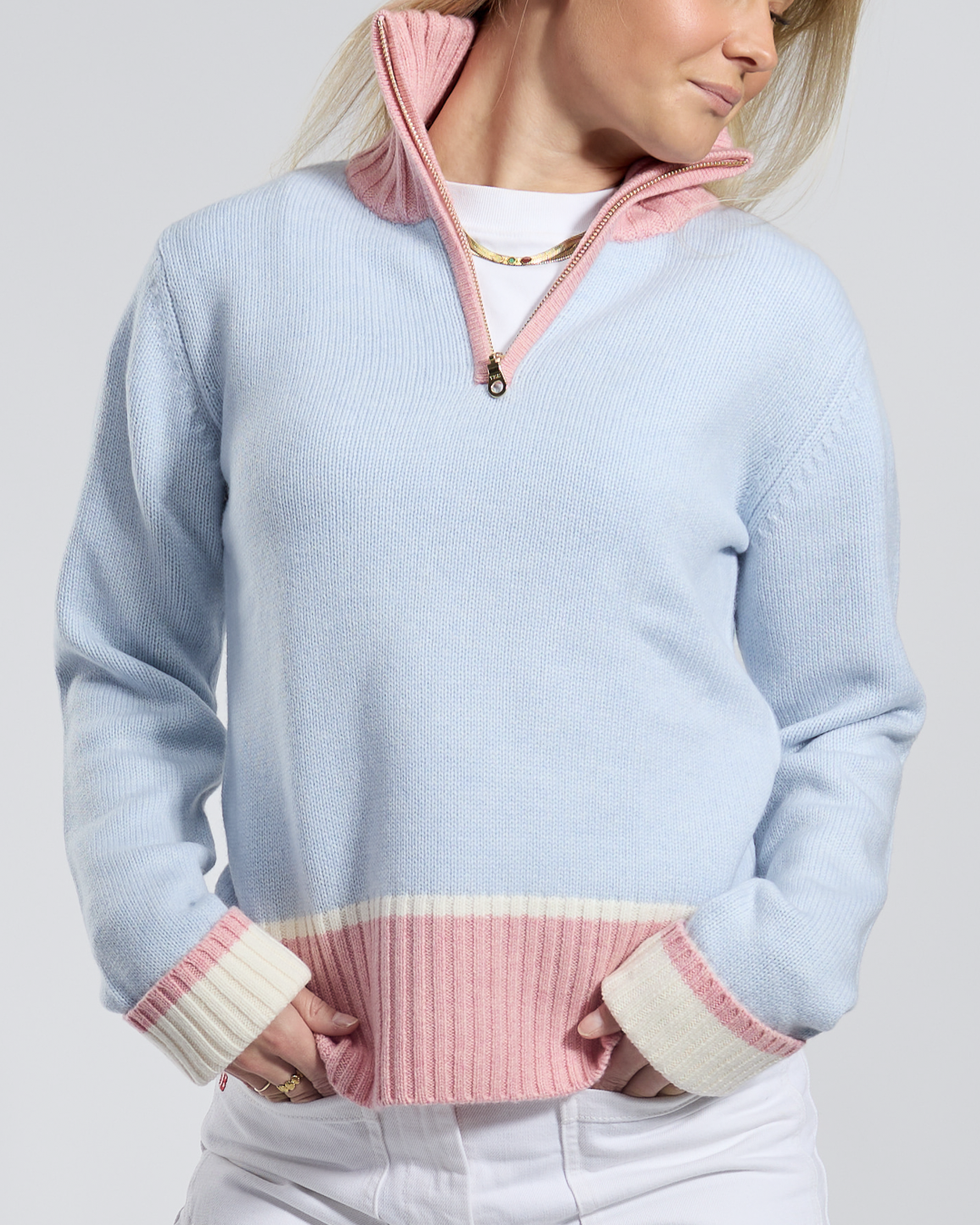 Zip Lyseblå/rosa/offwhite