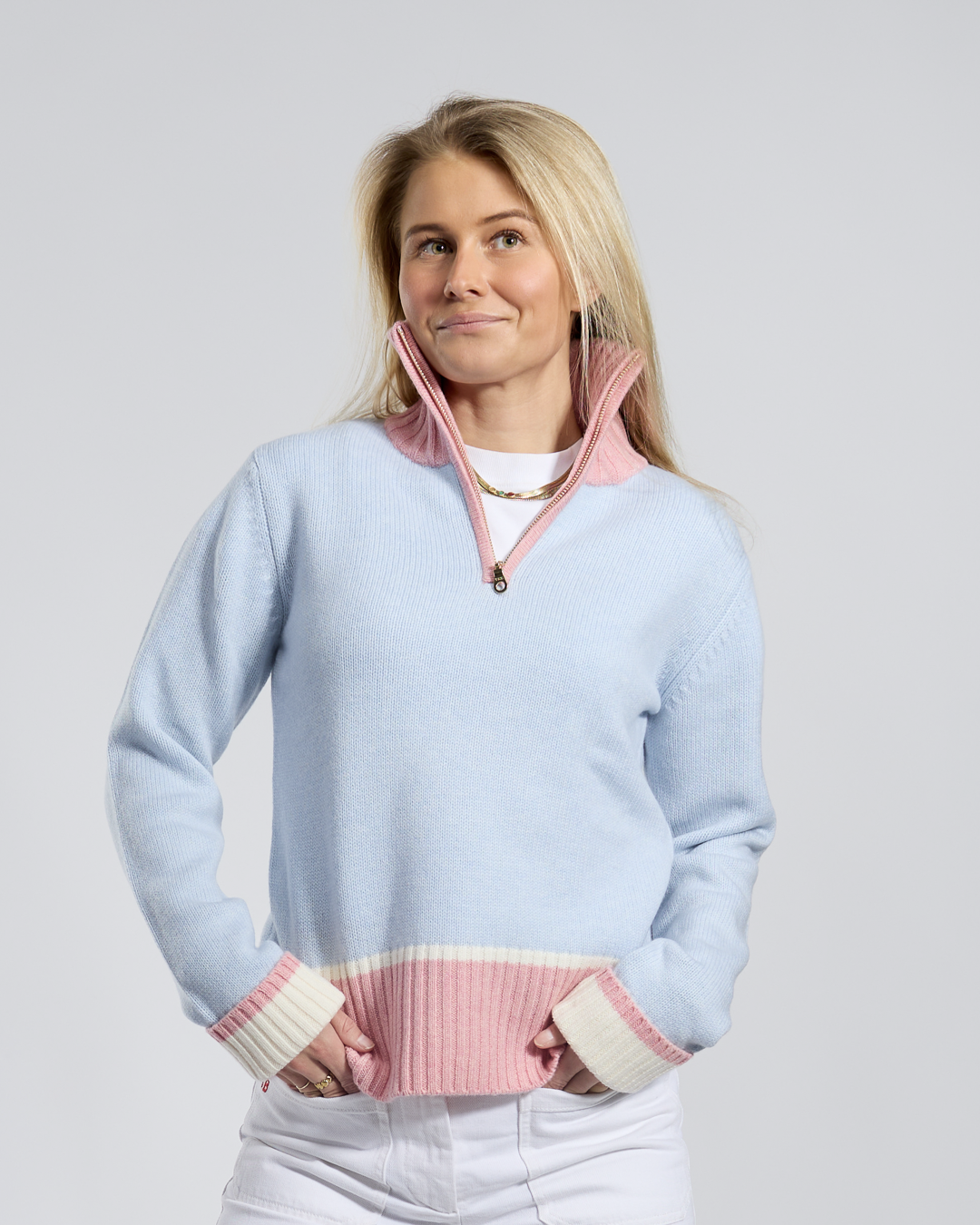 Zip Lyseblå/rosa/offwhite