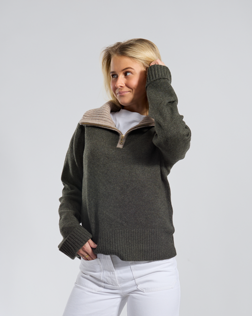 Zip kashmir Oliven/sand/lys sand