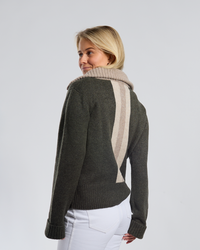 Zip cashmere Olive/sand/light sand