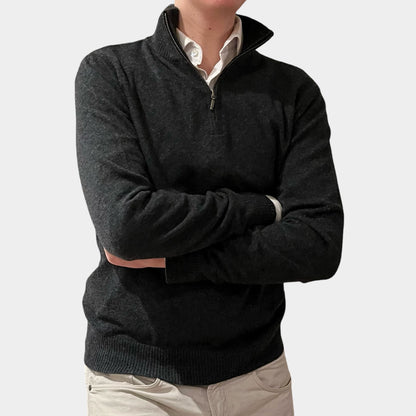 Christian half zip herre kashmir - Koksgrå