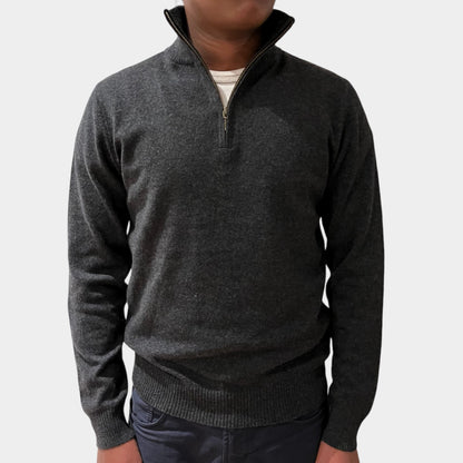 Christian half zip herre kashmir - Koksgrå