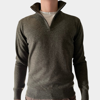 Christian half zip herre kashmir - oliven