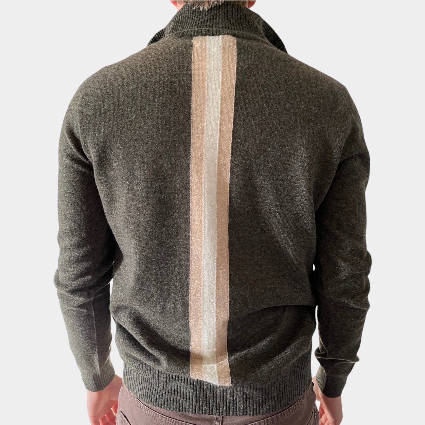 Christian half zip herre kashmir - oliven