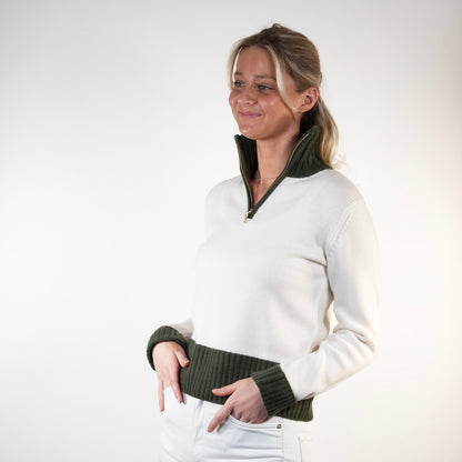 Zip Offwhite / Oliven