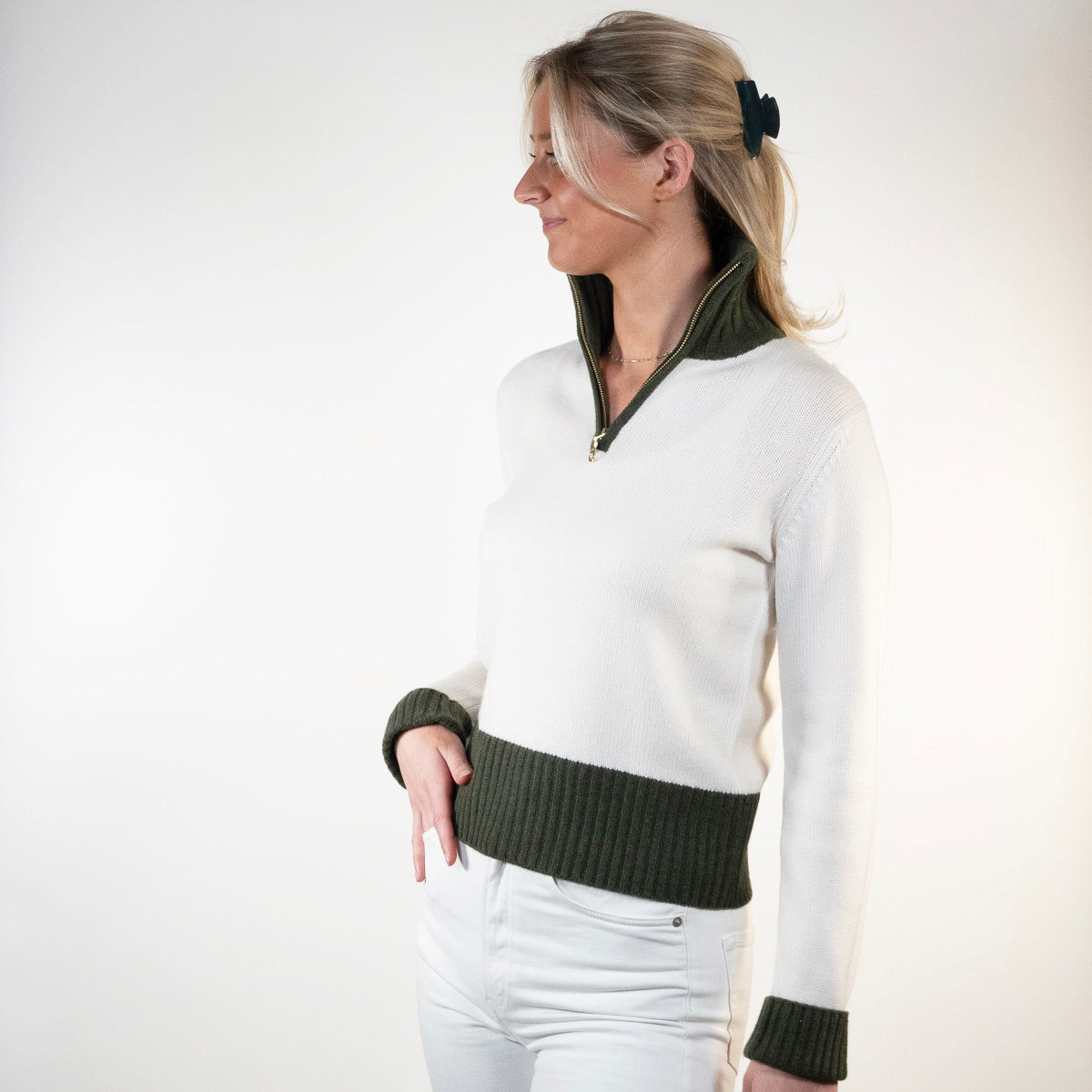 Zip Offwhite / Oliven