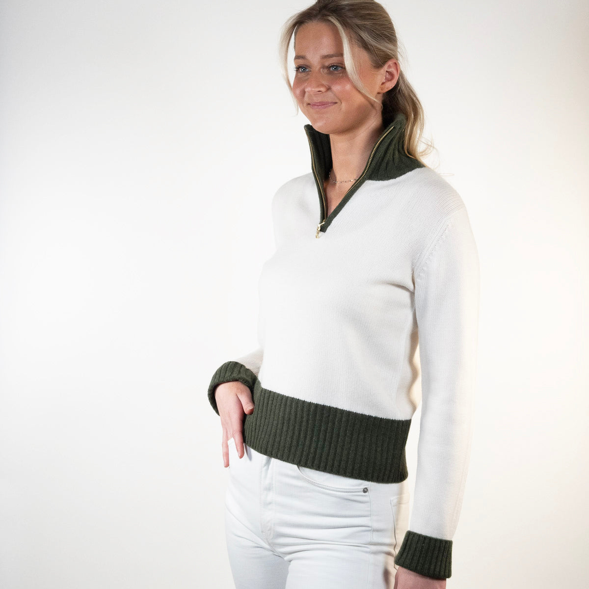 Zip Offwhite / Oliven