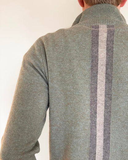 Christian half zip herre kashmir - lys oliven/sand