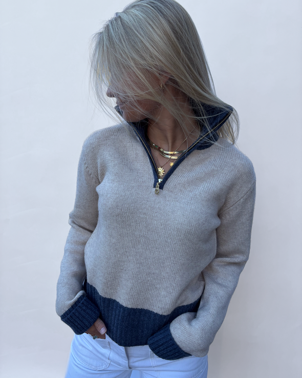 Zip sand/navy