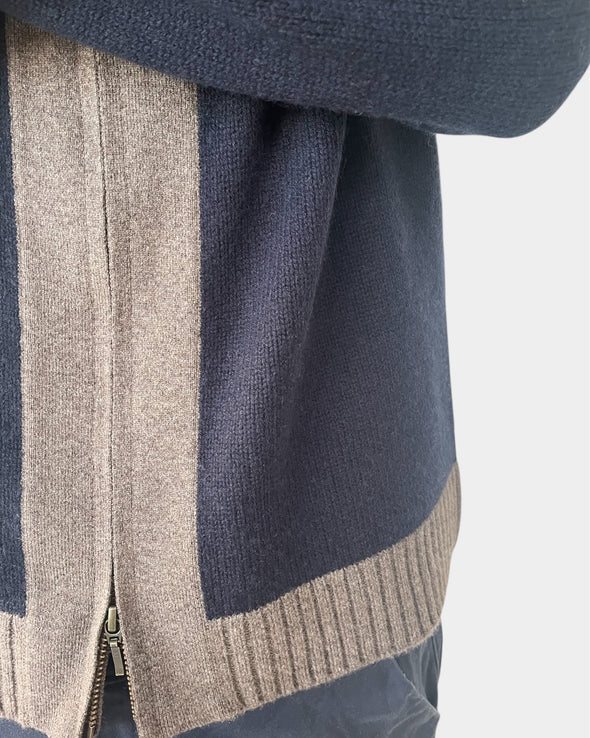 August Cardigan - Navy / sand colours