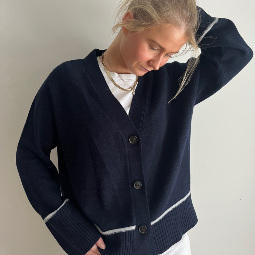 Frye Cardigan - Navy/lyseblå