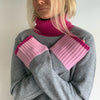 Roll neck jumper - Grå / cerisse/lyserosa