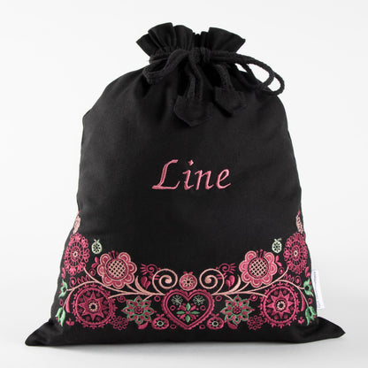 Skopose svart - burgunder/rosa/grønn