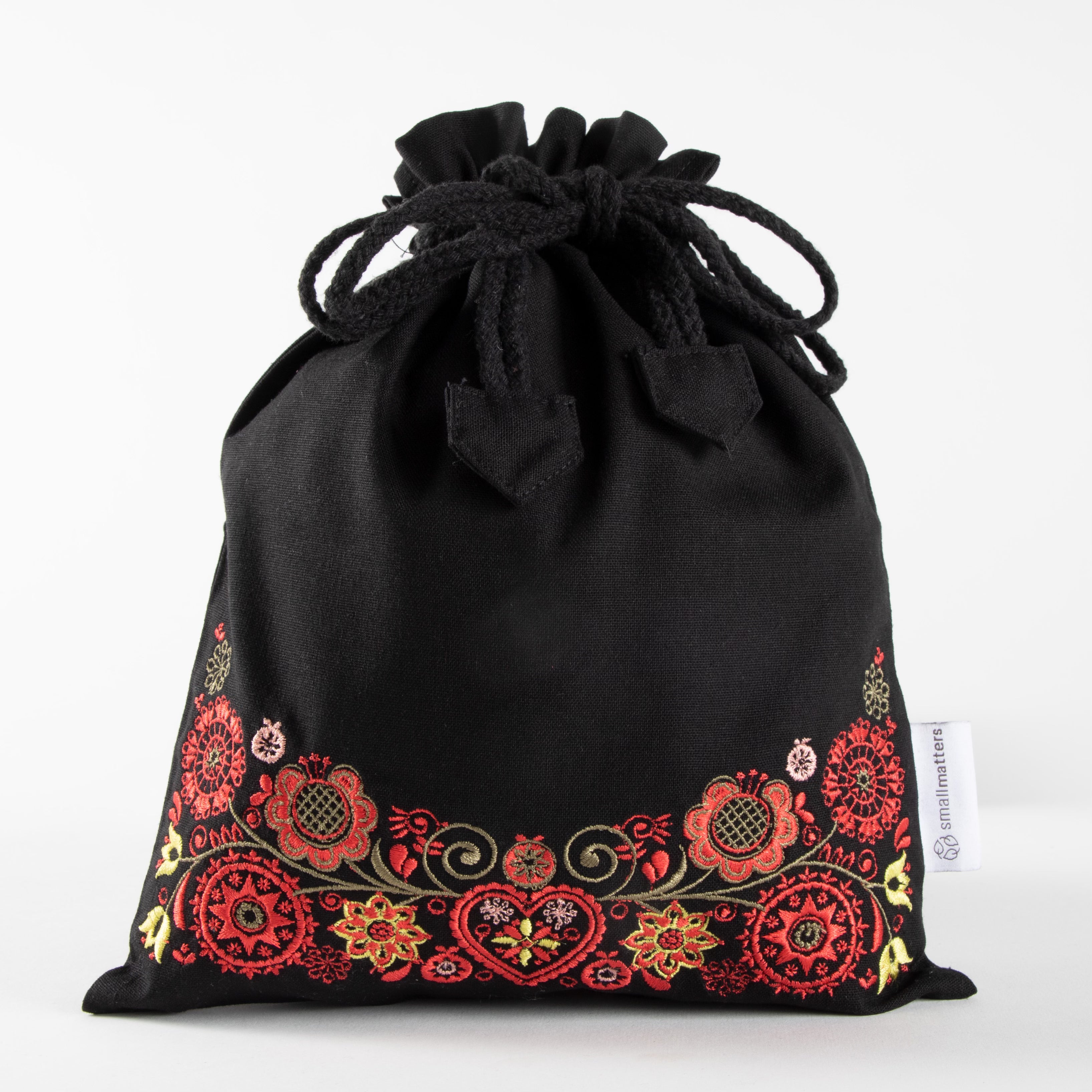 Oppbevaringspose svart - rød/grønn