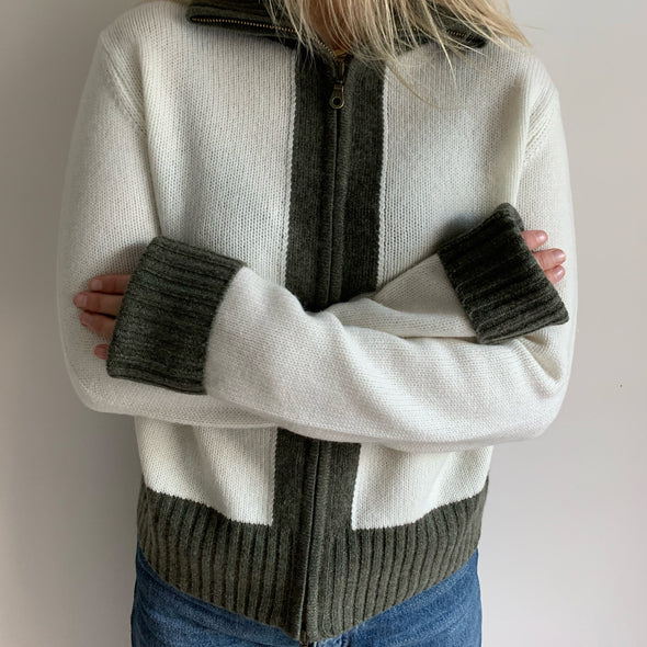 Cardigan Offwhite / Oliven