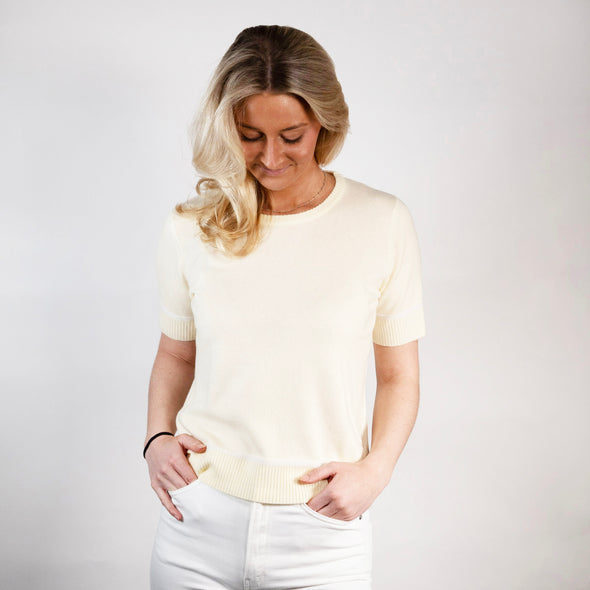 Colette short sleeve - Gul/offwhite