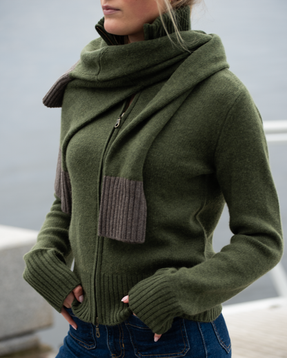Contrast cardigan Oliven