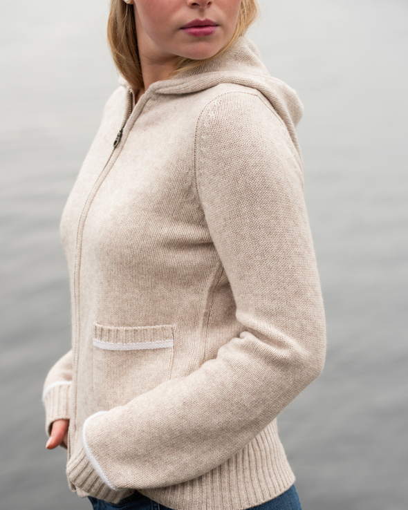 Celeste hood cardigan sand/lyssand