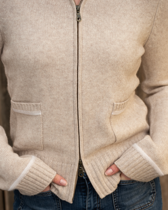 Celeste hood cardigan sand/lyssand