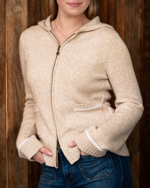 Celeste hood cardigan sand/lyssand