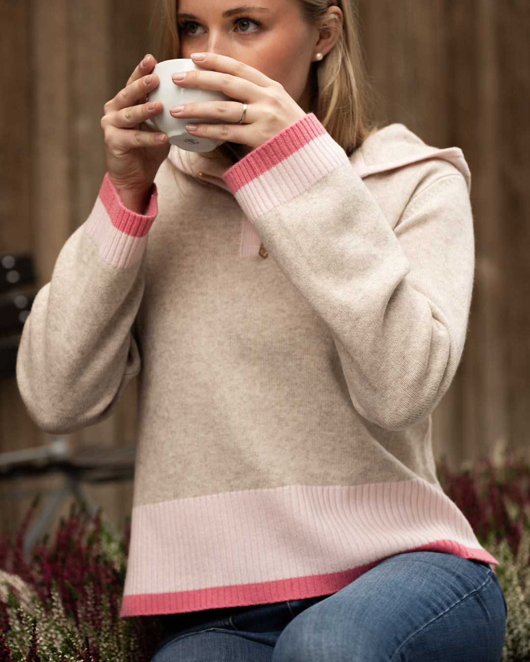 Vilma hoodie Sand/pink/light pink