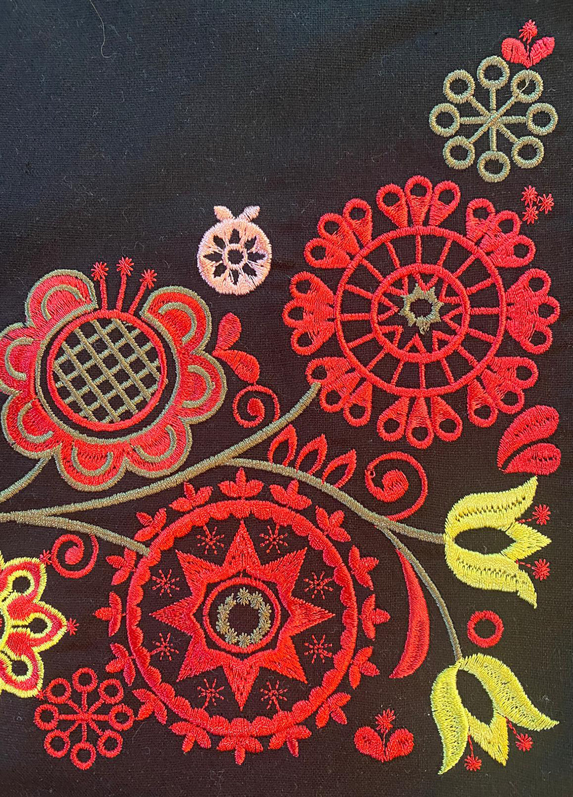 Oppbevaringspose svart - rød/grønn