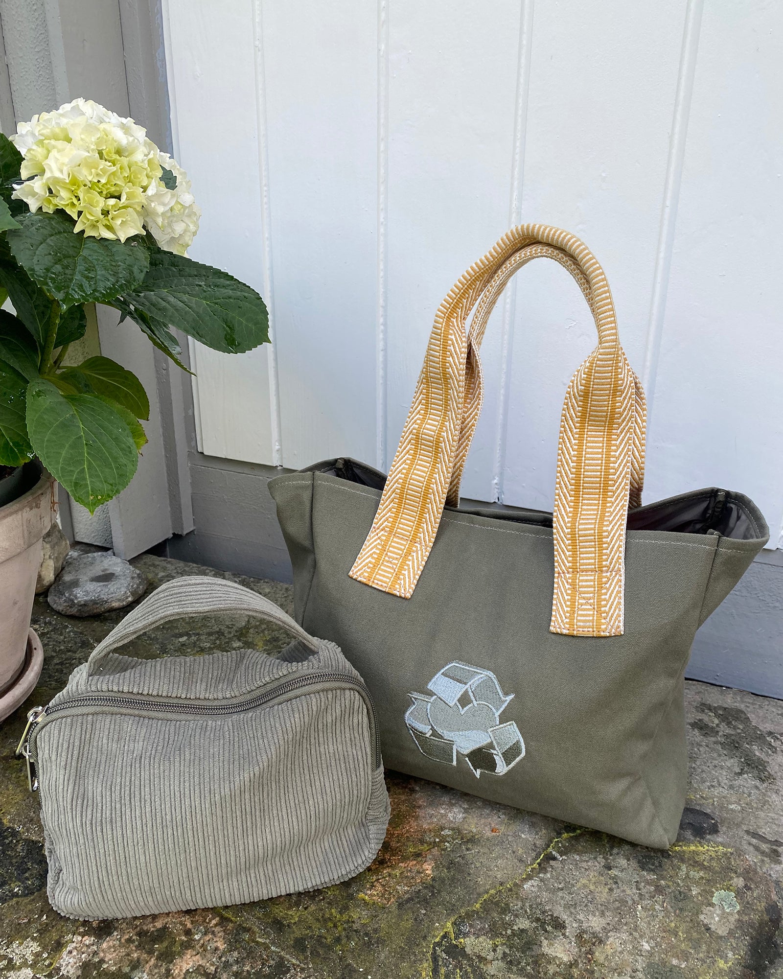 Skulderveske / Shopper kanvas medium - Oliven