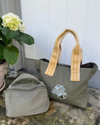 Skulderveske / Shopper kanvas medium - Oliven