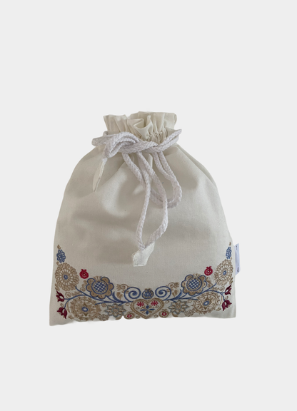 Bunadssett 3 poser i hvit - sand/pastell