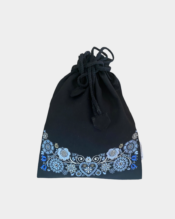 Oppbevaringspose svart - blå/lyseblå
