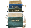 Brødpose - Blåturkis med lys sand broderi