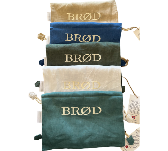 Brødpose - Blåturkis med lys sand broderi