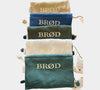 Brødpose - Blå med lys sand broderi