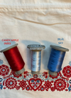 Oppbevaringspose hvit - rød/blå