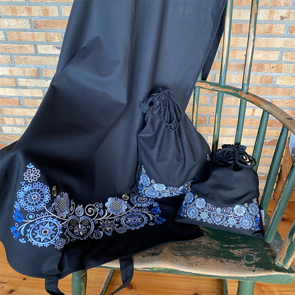 Bunadssett 3 poser i svart - blå/lyseblå