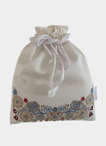 Bunadssett 3 poser i hvit - sand/pastell