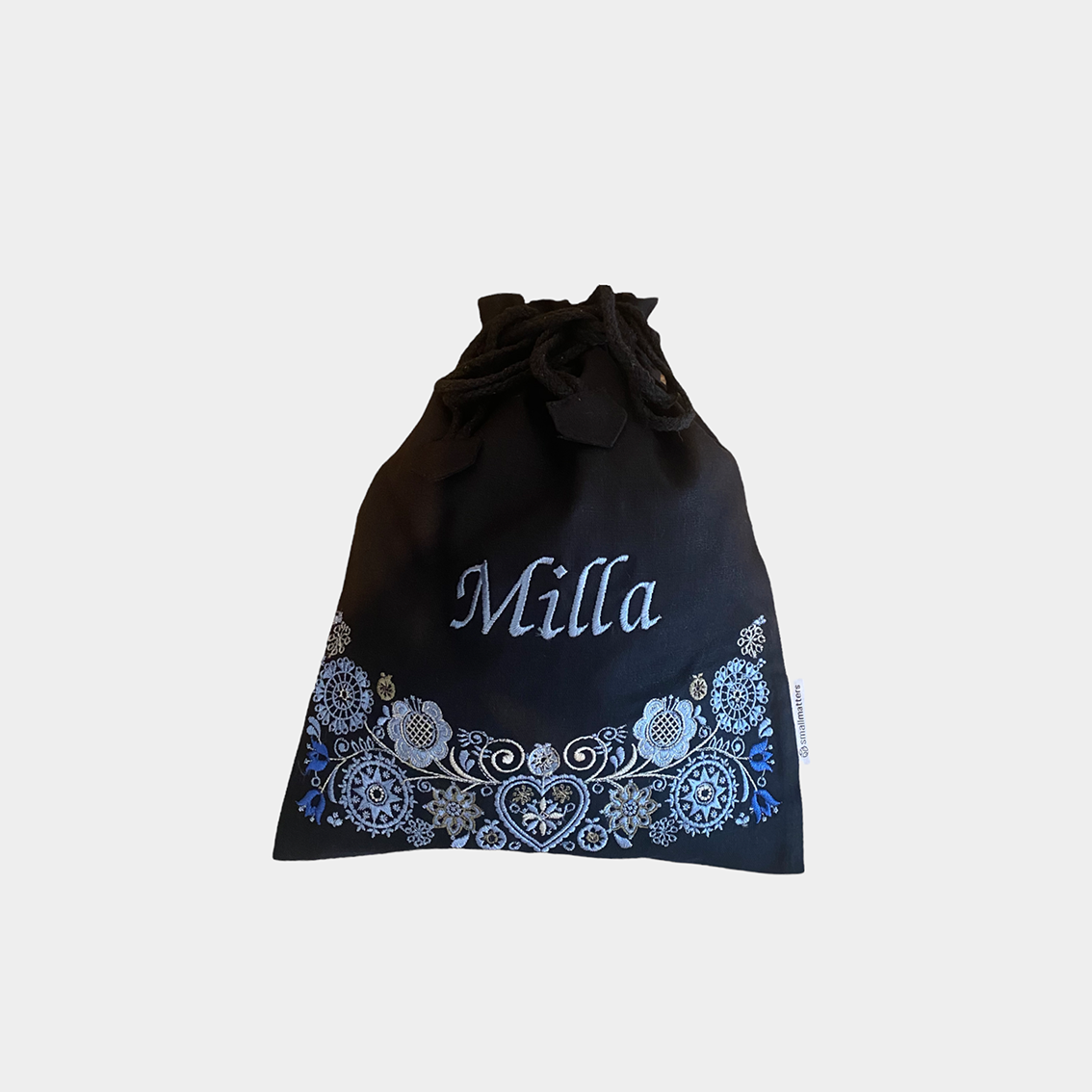 Oppbevaringspose svart - blå/lyseblå