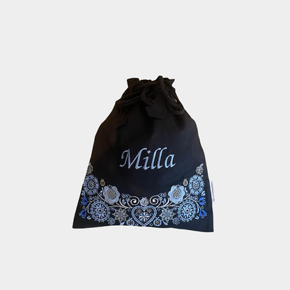 Oppbevaringspose svart - blå/lyseblå