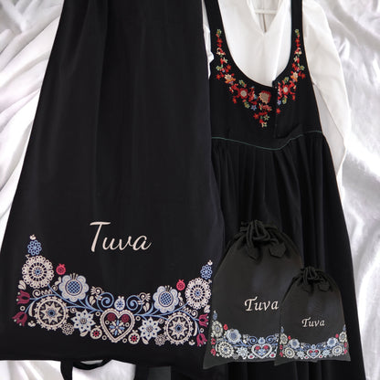 Bunadssett 2 poser i svart- sand/ pastell