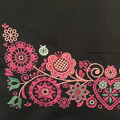 Skopose svart - burgunder/rosa/grønn