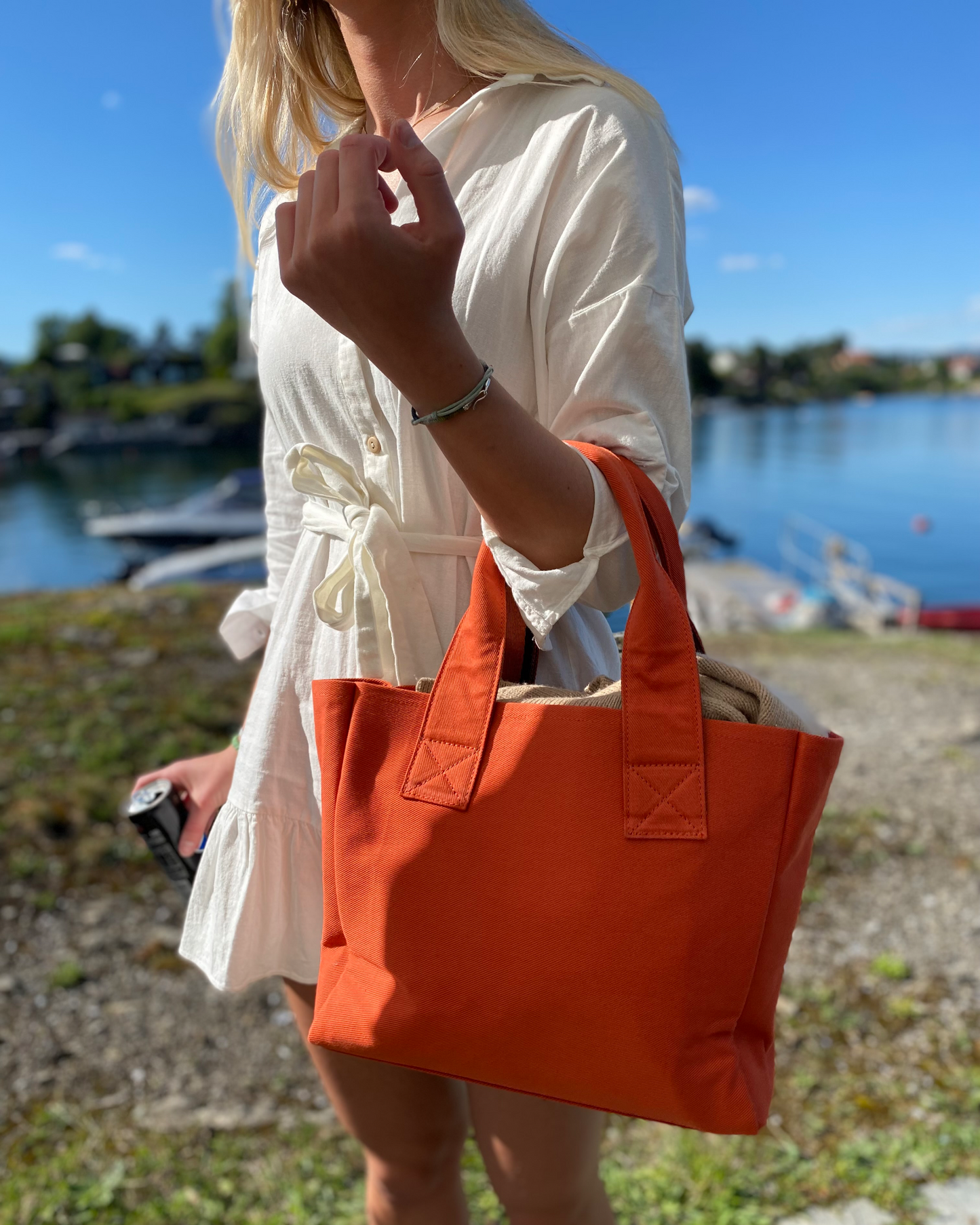 Skulderveske / Shopper kanvas medium - Oransje/rød