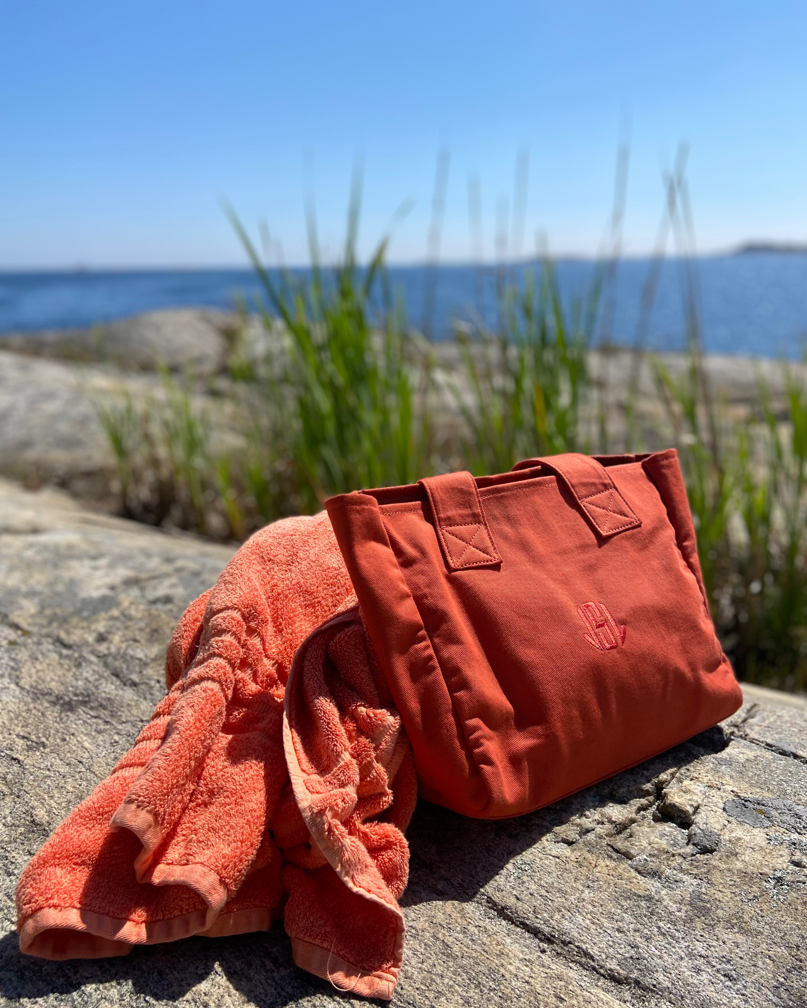 Skulderveske / Shopper kanvas medium - Oransje/rød