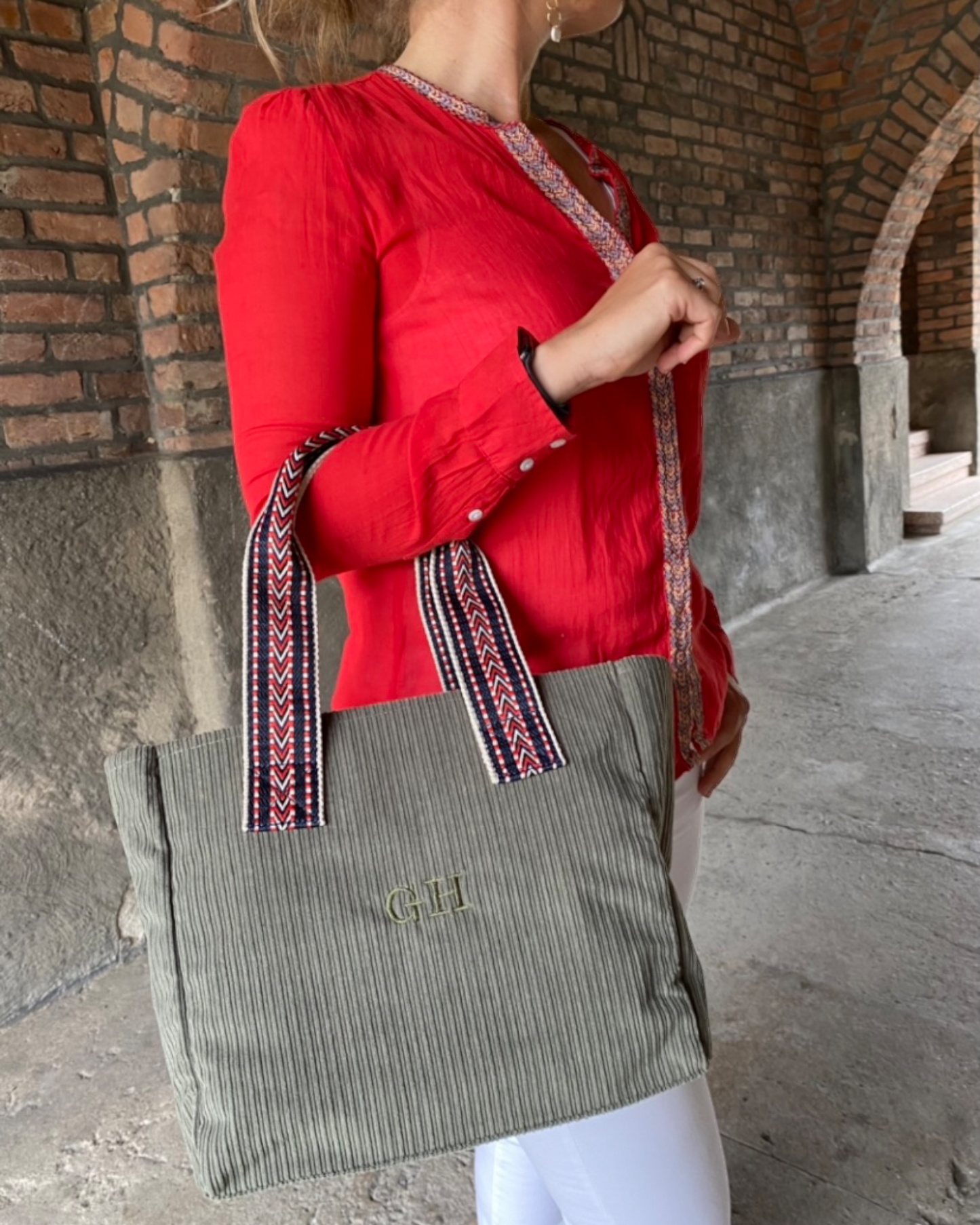Shoulder bag / Shopper cord medium - Olive