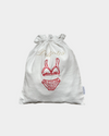 Undertøypose hvit - rød/sand - stort broderi