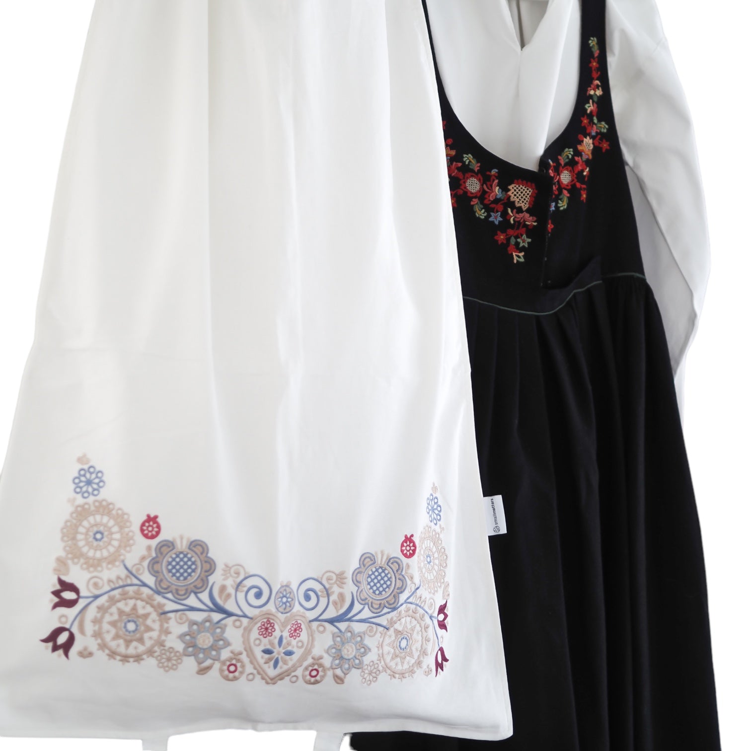 Bunadssett 3 poser i hvit - sand/pastell