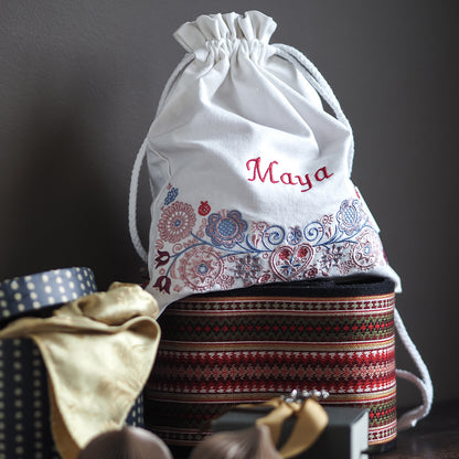 Oppbevaringspose hvit - sand/pastell